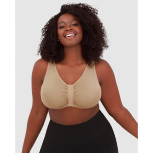 Laurel Wirefree Front Close Comfort Bra-Salt Beige