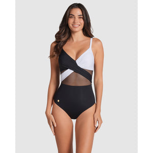 Sustainable Shaping One-Piece Swimsuit with Mesh - Style Gallery