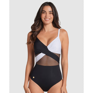 Sustainable Shaping One-Piece Swimsuit with Mesh - Style Gallery