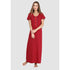 Long Button Up Neckline Pure Cotton Nighty-Red