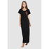 Long Floral Embroidery Pure Cotton Nighty-Black