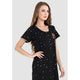 Long Floral Embroidery Pure Cotton Nighty-Black