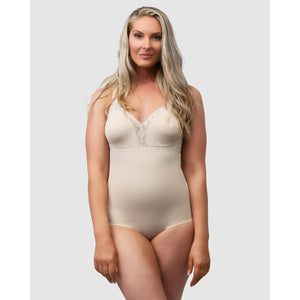 Minimiser Cup Shaping Bodysuit With Lace-Light Beige