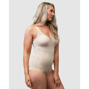 Minimiser Cup Shaping Bodysuit With Lace-Light Beige