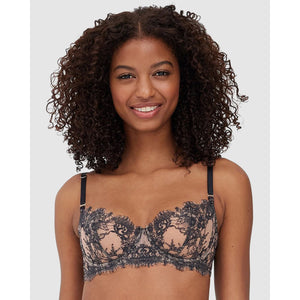 Entice Wired Sheer Lace Balconette Bra Black/Nylon