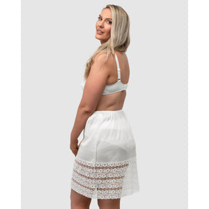 Trimmable Half Slip Lingerie Underskirt With Lace-White