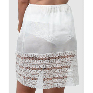 Trimmable Half Slip Lingerie Underskirt With Lace-White