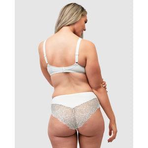 The Friday Sustainable Lace Trim Brief-Ecru