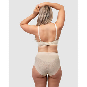 High Waist Shapewear Brief With Lace-Light Beige