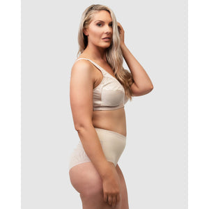 High Waist Shapewear Brief With Lace-Light Beige