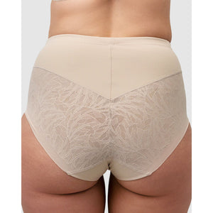 High Waist Shapewear Brief With Lace-Light Beige