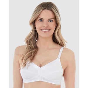 Satin Trim Wirefree Front Close Cotton Bra - Style Gallery