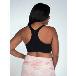 Serena Cotton Wirefree Racerback Plus Size Sports Bra-Black