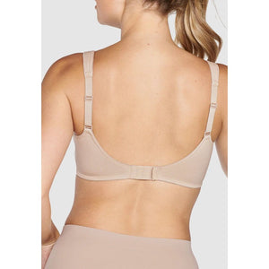 Wide Strap Wirefree Cotton Bra with Lace-Light Beige