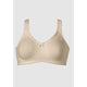 Wide Strap Wirefree Cotton Bra with Lace-Light Beige