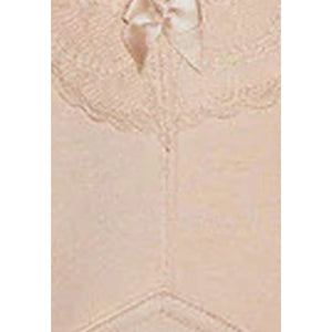 Wide Strap Wirefree Cotton Bra with Lace-Light Beige