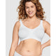 Wide Strap Wirefree Cotton Bra with Lace-White