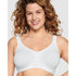 Wide Strap Wirefree Cotton Bra with Lace-White