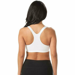 Serena Cotton Wirefree Racerback Plus Size Sports Bra-White