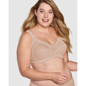 Wirefree Soft Jacquard Cotton Bra-Light Beige