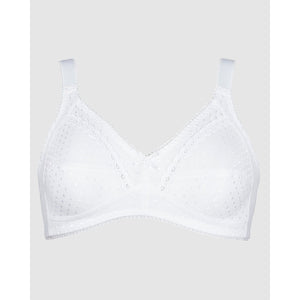 Wirefree Soft Jacquard Cotton Bra-White