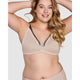 Moulded Soft Cup Wirefree Bra With Satin Trim-Light Beige