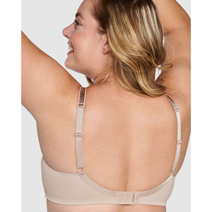 Moulded Soft Cup Wirefree Bra With Satin Trim-Light Beige