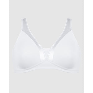 Moulded Soft Cup Wirefree Bra With Satin Trim-White