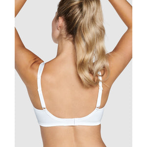 Moulded Soft Cup Wirefree Bra With Satin Trim-White