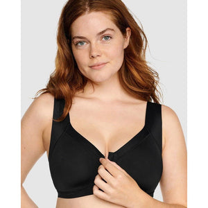 Wellness Padded Wirefree Front Close Bra-Black