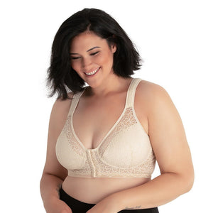 Nora Back Smoothing Wirefree Front Close Bra With Lace-Whisper Nude