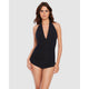 Yvonne Retro Style Ruched Halter Neck Shaping Swimsuit - Style Gallery