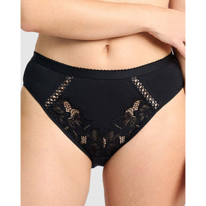 Coton D'Arum Organic Cotton Brief with Lace-Black