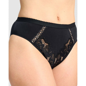 Coton D'Arum Organic Cotton Brief with Lace-Black