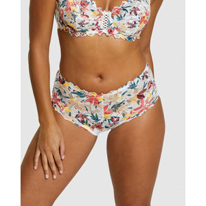 Arum Mosaic Mid-Rise Lace Brief-Graphic Leaf Print