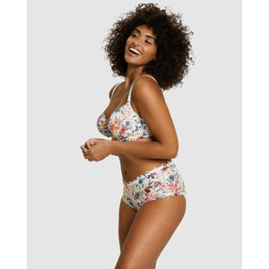 Arum Mosaic Mid-Rise Lace Brief-Graphic Leaf Print