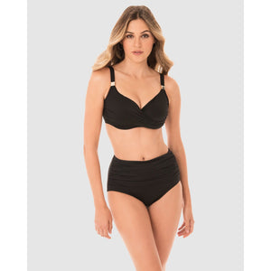 Surplice Supportive Underwired Full Bust Bikini Top-Black