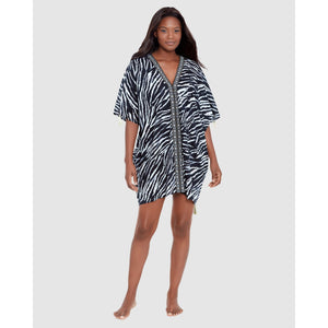 Tigre Sombre Printed Cotton Caftan Beach Coverup - Style Gallery