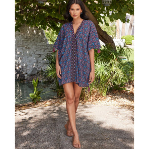 Romani Printed Cotton Caftan Beach Coverup - Style Gallery