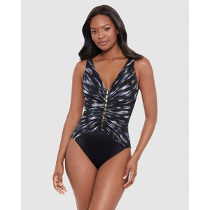 Bronze Reign Charmer V Neck Tummy Control Swimsuit - Style Gallery