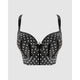 Charlotte Lightly Padded Wired Longline Bra-Black Dot