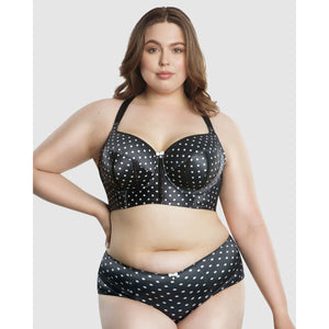 Charlotte Lightly Padded Wired Longline Bra-Black Dot