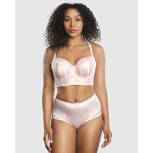 Charlotte Lightly Padded Wired Longline Bra-Petal Pink Dot