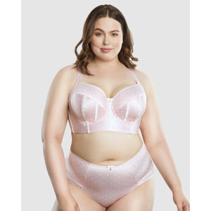 Charlotte Lightly Padded Wired Longline Bra-Petal Pink Dot