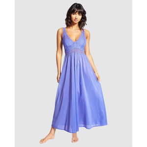 Long Sleeveless Lace & Nylon Nightgown