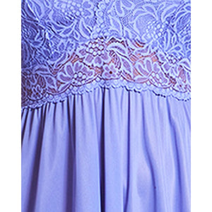 Long Sleeveless Lace & Nylon Nightgown