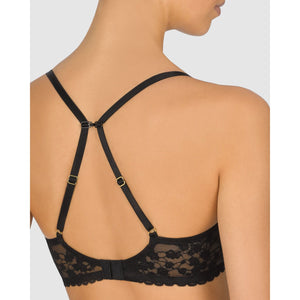 Cherry Blossom Convertible-to-Racerback Lace Plunge Bra Black