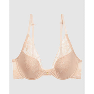 Cherry Blossom Convertible-to-Racerback Lace Plunge Bra Cameo Rose