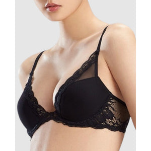 Feathers Lightly Padded Wired Plunge Bra Black