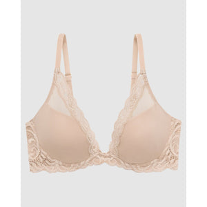 Feathers Lightly Padded Wired Plunge Bra Cafe